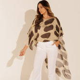 Lenço Pelerine Itália Formas Orgânicas Marrom